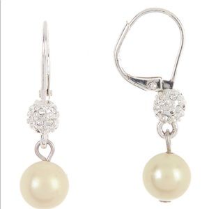 New Carolee faux pearl lever back drop earrings